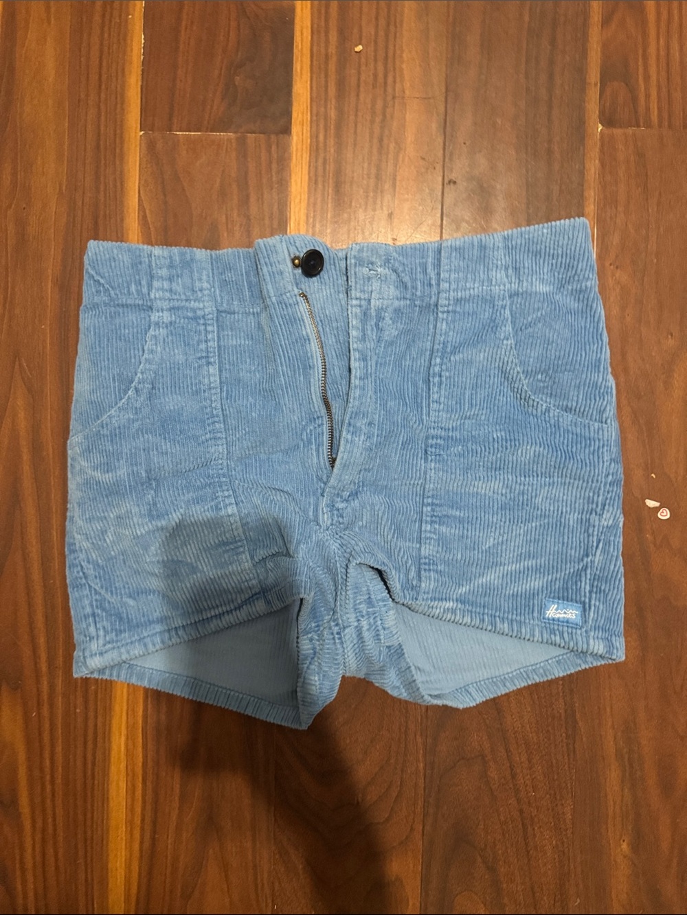 High-Waist Light Blue Corduroy Women's Shorts